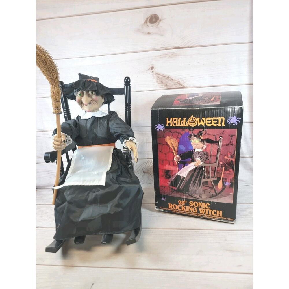 Vintage Halloween 28" Sonic Rocking Witch W/ Sound & Light Up Eyes ~ Tested